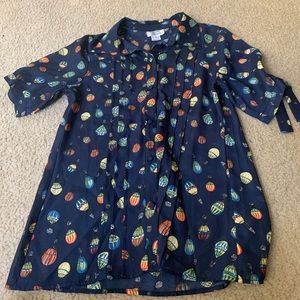 Navy blue hot air ballon blouse